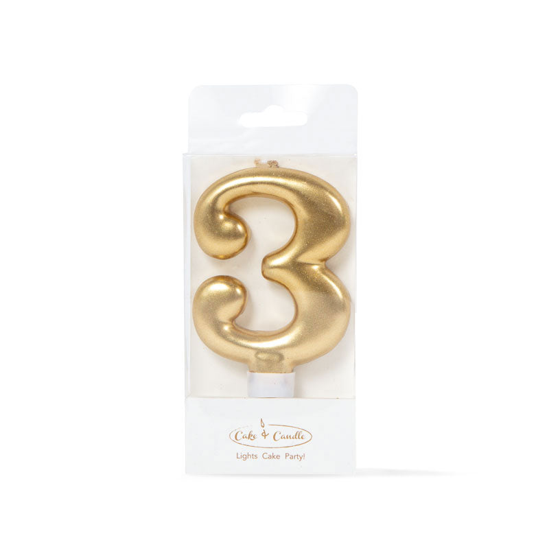 Birthday Cake Candle Gold Number 3