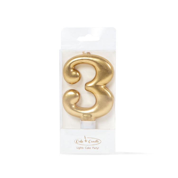 Birthday Cake Candle Gold Number 3
