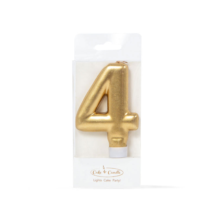 Birthday Cake Candle Gold Number 4