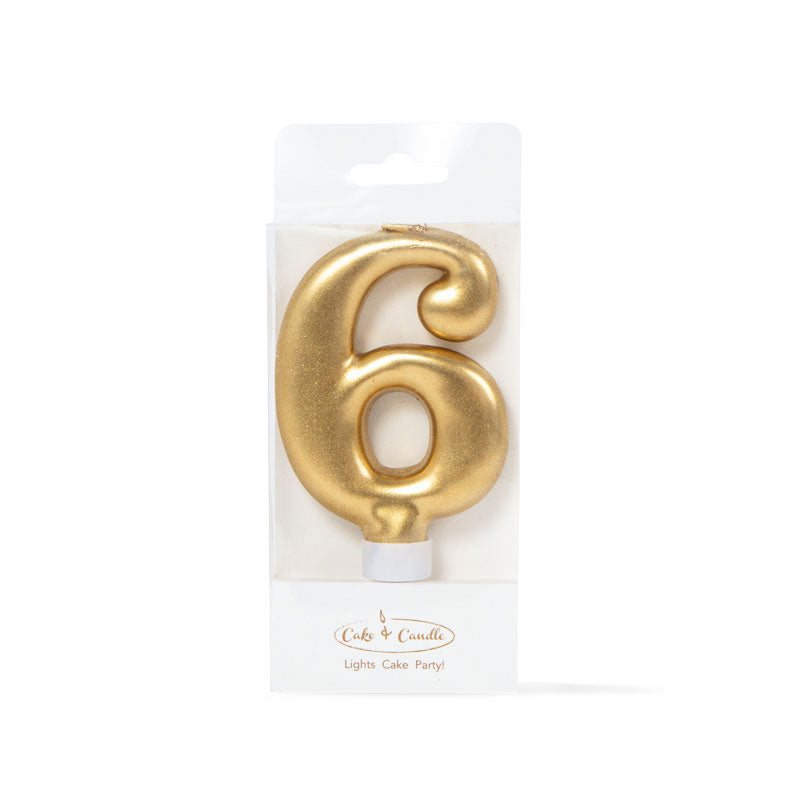 Birthday Cake Candle Gold Number 6