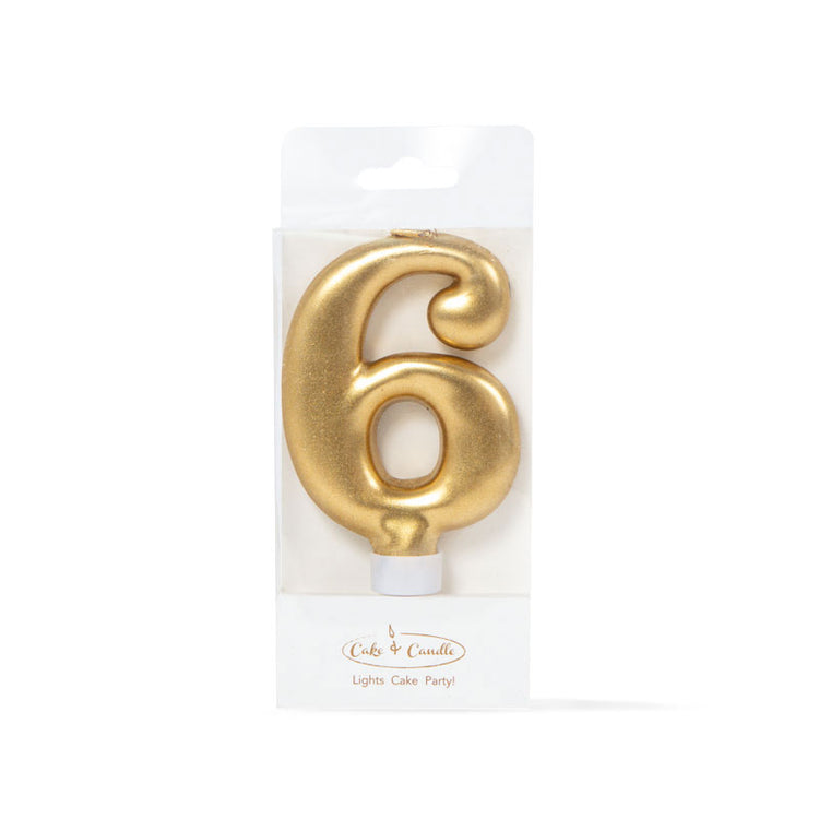 Birthday Cake Candle Gold Number 6