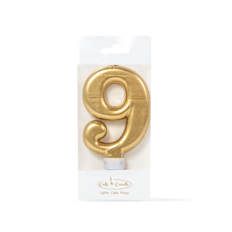 Birthday Cake Candle Gold Number 9