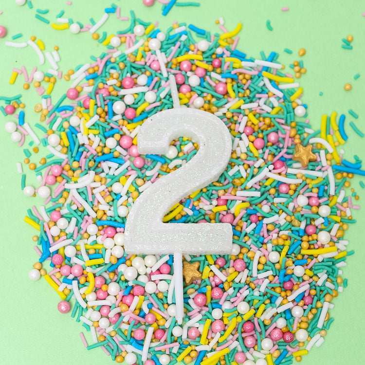 Birthday Cake Candle Mini Glitter Number 2 Loose