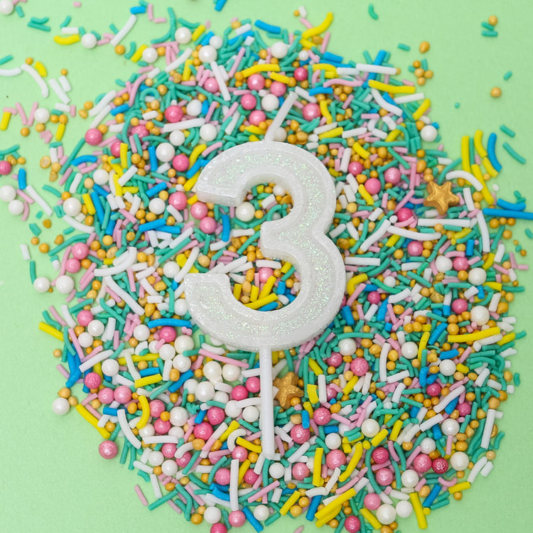 Birthday Cake Candle Mini Glitter Number 3 Loose