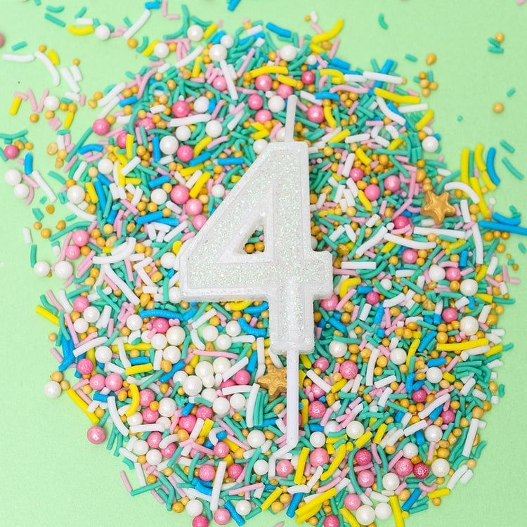 Birthday Cake Candle Mini Glitter Number 4 Loose