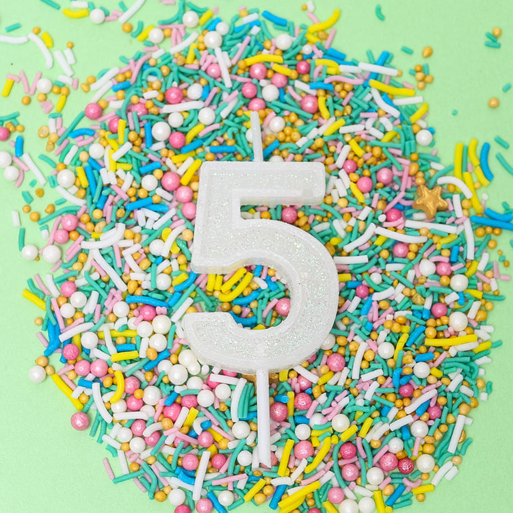 Birthday Cake Candle Mini Glitter Number 5 Loose