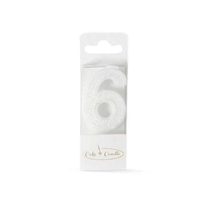 Birthday Cake Candle Mini Glitter Number 6