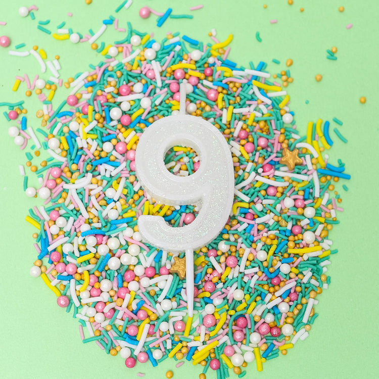 Birthday Cake Candle Mini Glitter Number 9 Loose