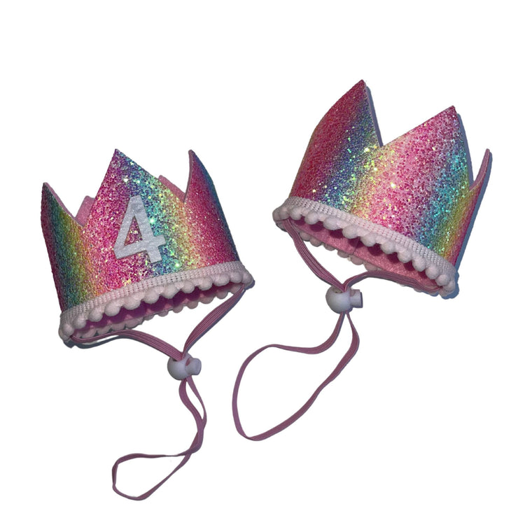 Cat & Dog Birthday Crown - Rainbow Sparkle
