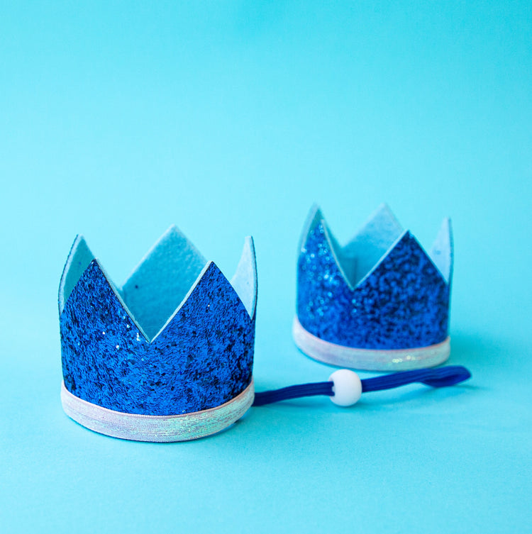 Cat Dog Birthday Crown Hat Royal Blue Sparkles