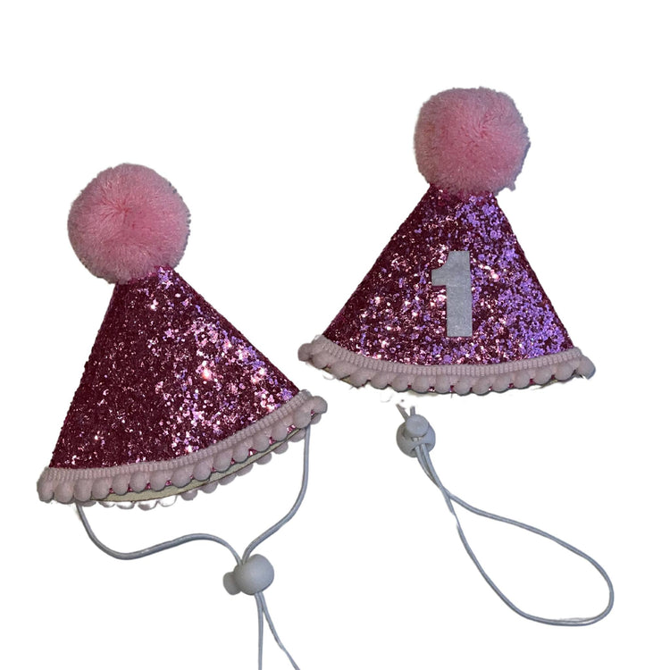Cat & Dog Birthday Hat - Pink Sparkle
