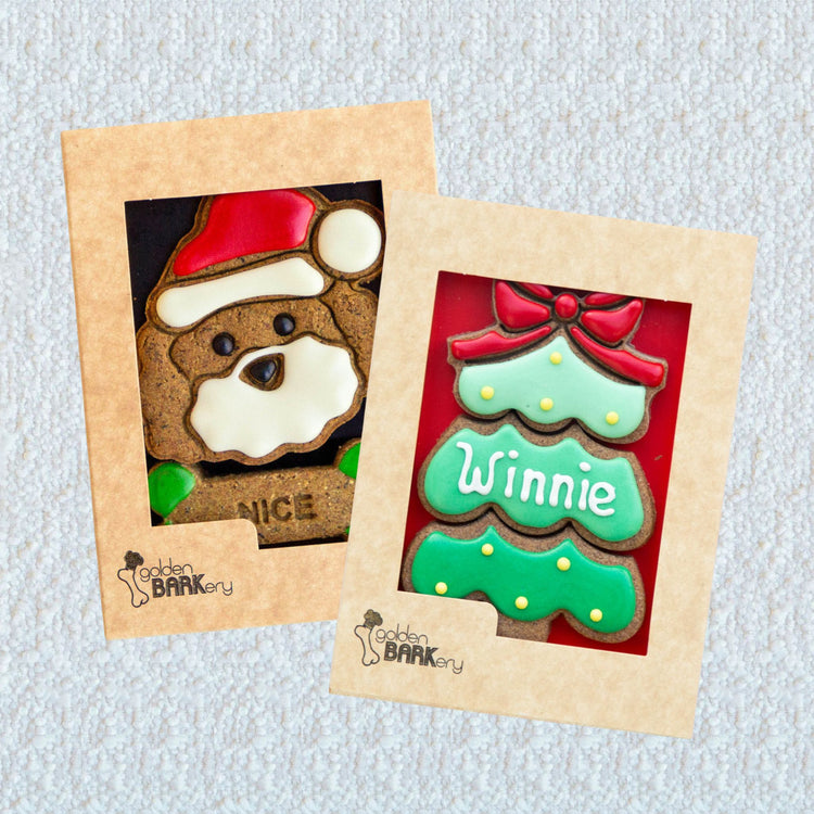 Christmas Dog Gift - Personalised Xmas Tree & Naughty and Nice Biscuits