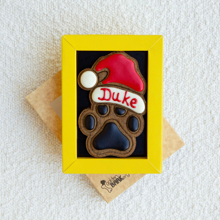 Christmas Dog Treats Personalised Dog Gift Santa Paws Lid Angle