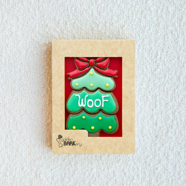 Christmas Dog Treats WOOF Xmas Tree Bow Pack