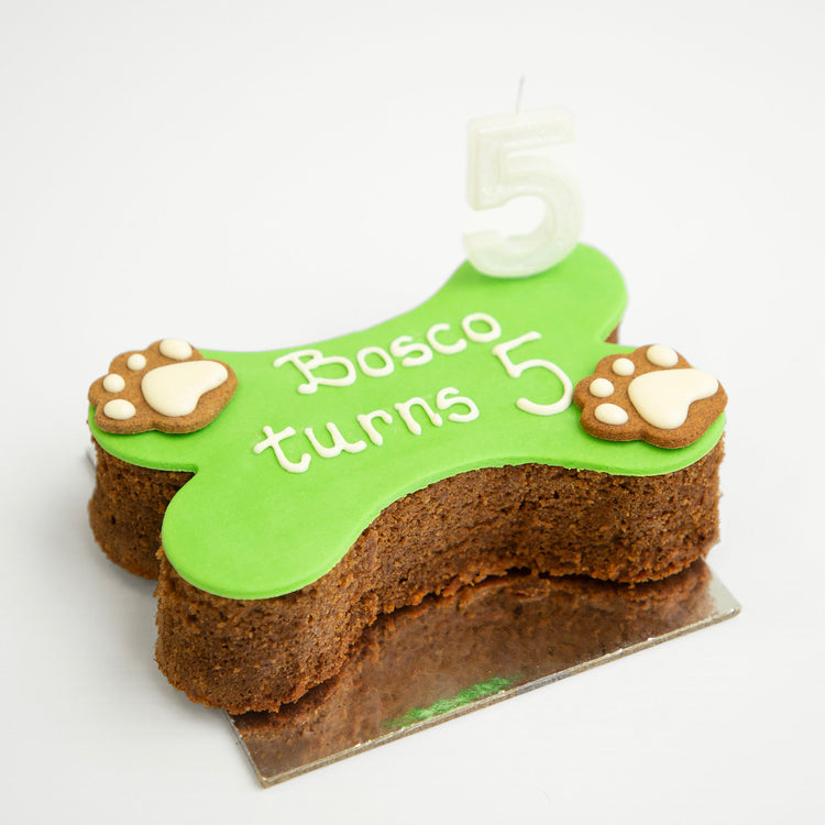 Dog Birthday Cake Dog Bone Green White Candle