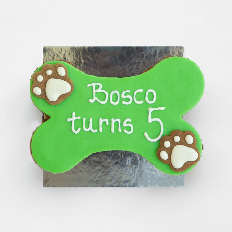 Dog Birthday Cake Dog Bone Green White Writing