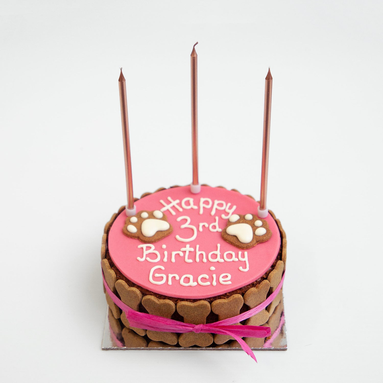 Dog Birthday Cake Dog PAWTY Pink Tall Candles