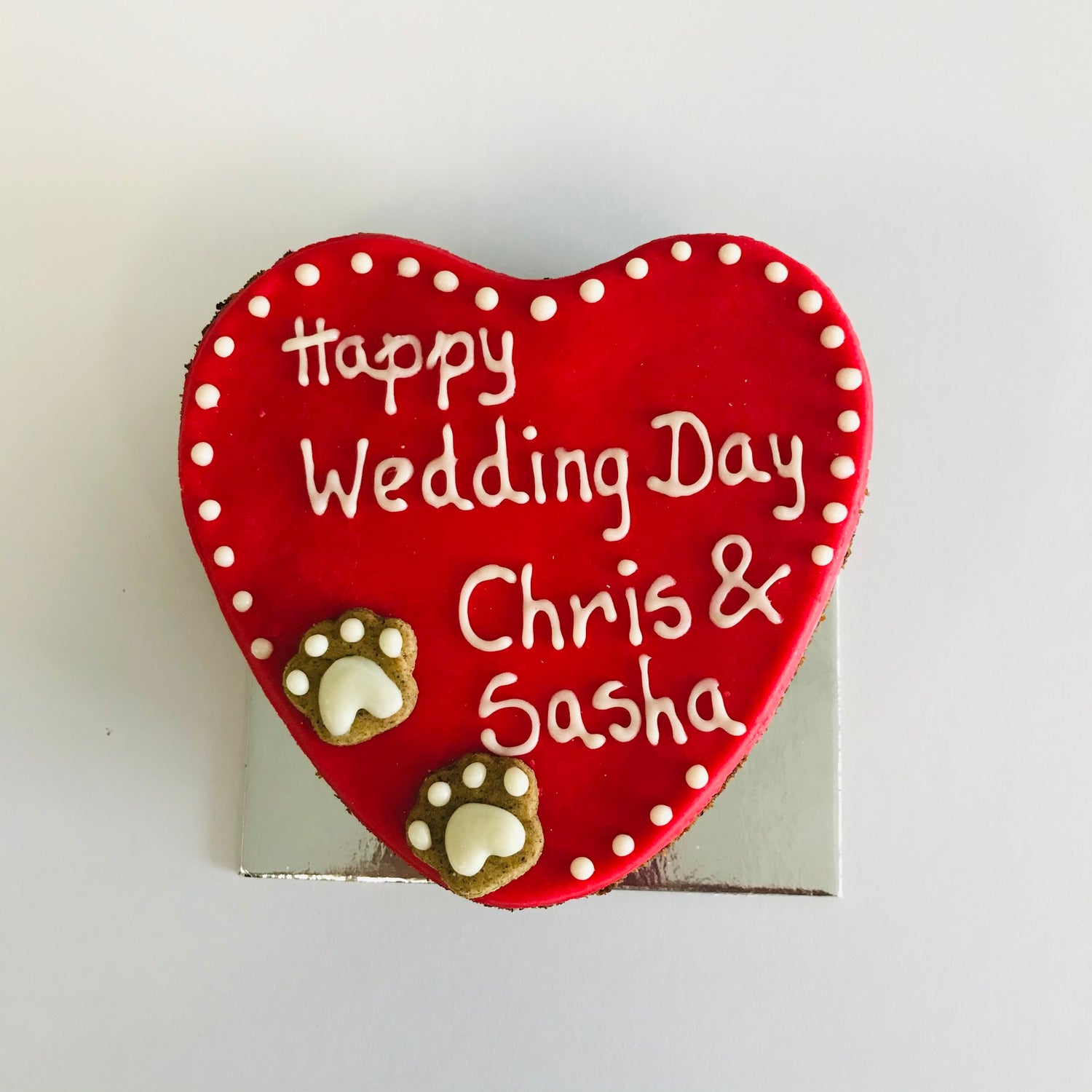 Dog Birthday Cake Heart Red Wedding