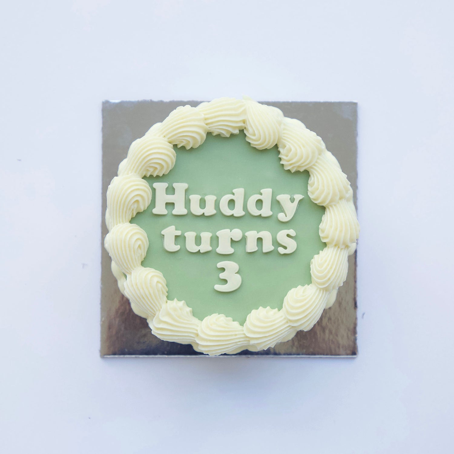 Dog Birthday Cake Vintage Round Sage Overhead