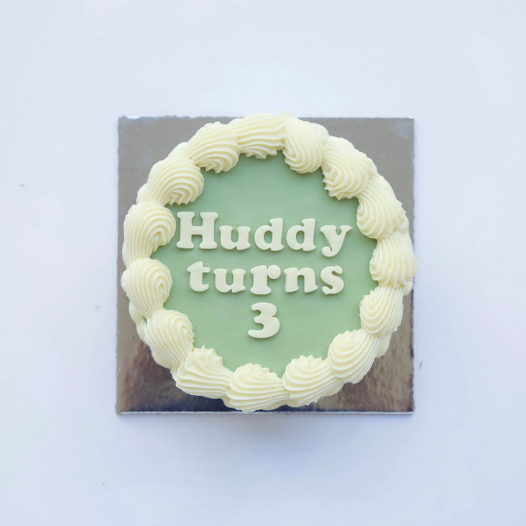 Dog Birthday Cake Vintage Round Sage Overhead