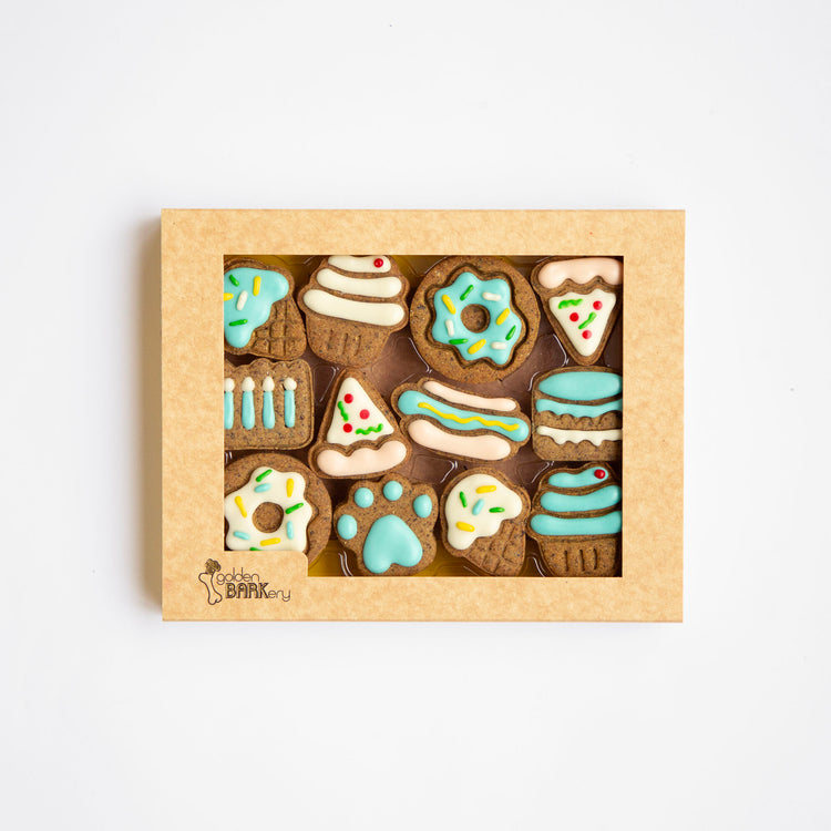 Dog Biscuits Celebration Box Blue In Pack