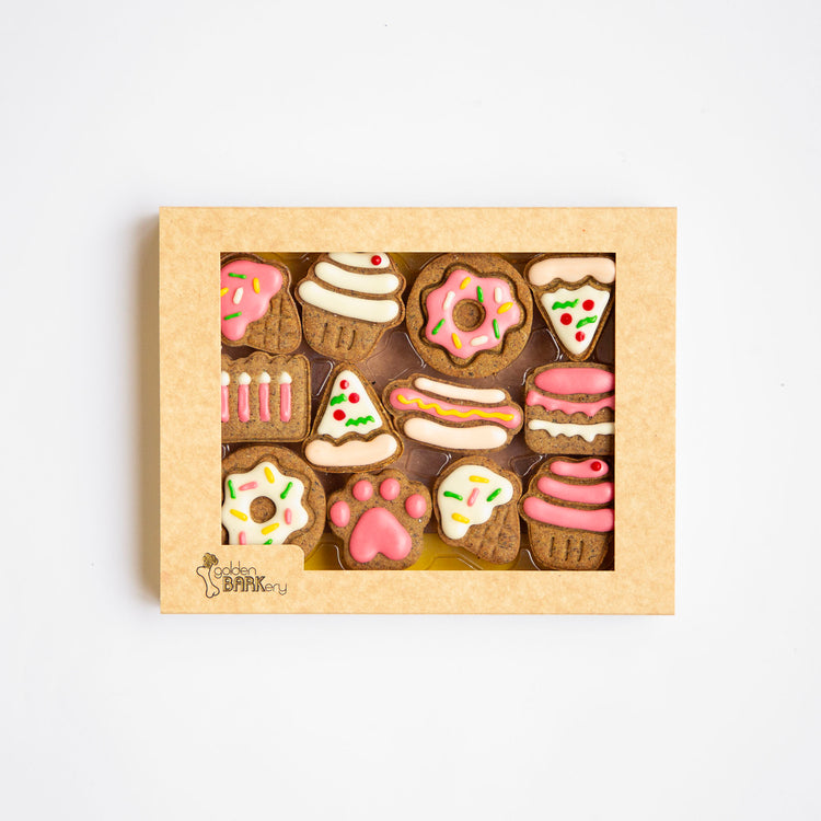 Dog Biscuits Celebration Box Pink In Pack