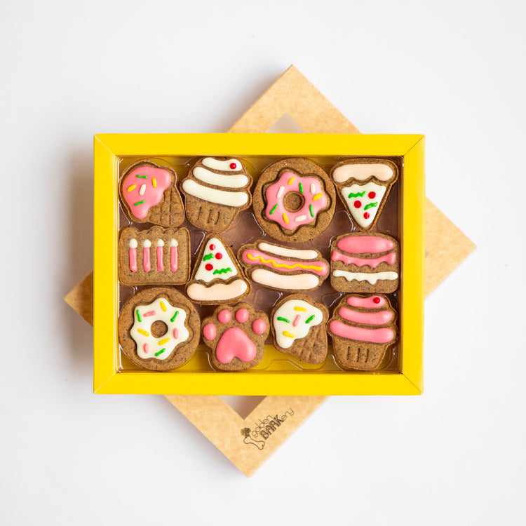 Dog Biscuits Celebration Box Pink Lid Open