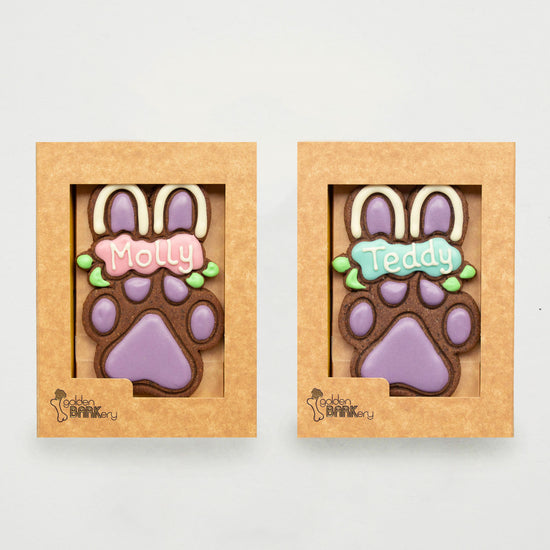 Easter Dog Treats Dog Paw Bunny Ears Personalised Pink Blue