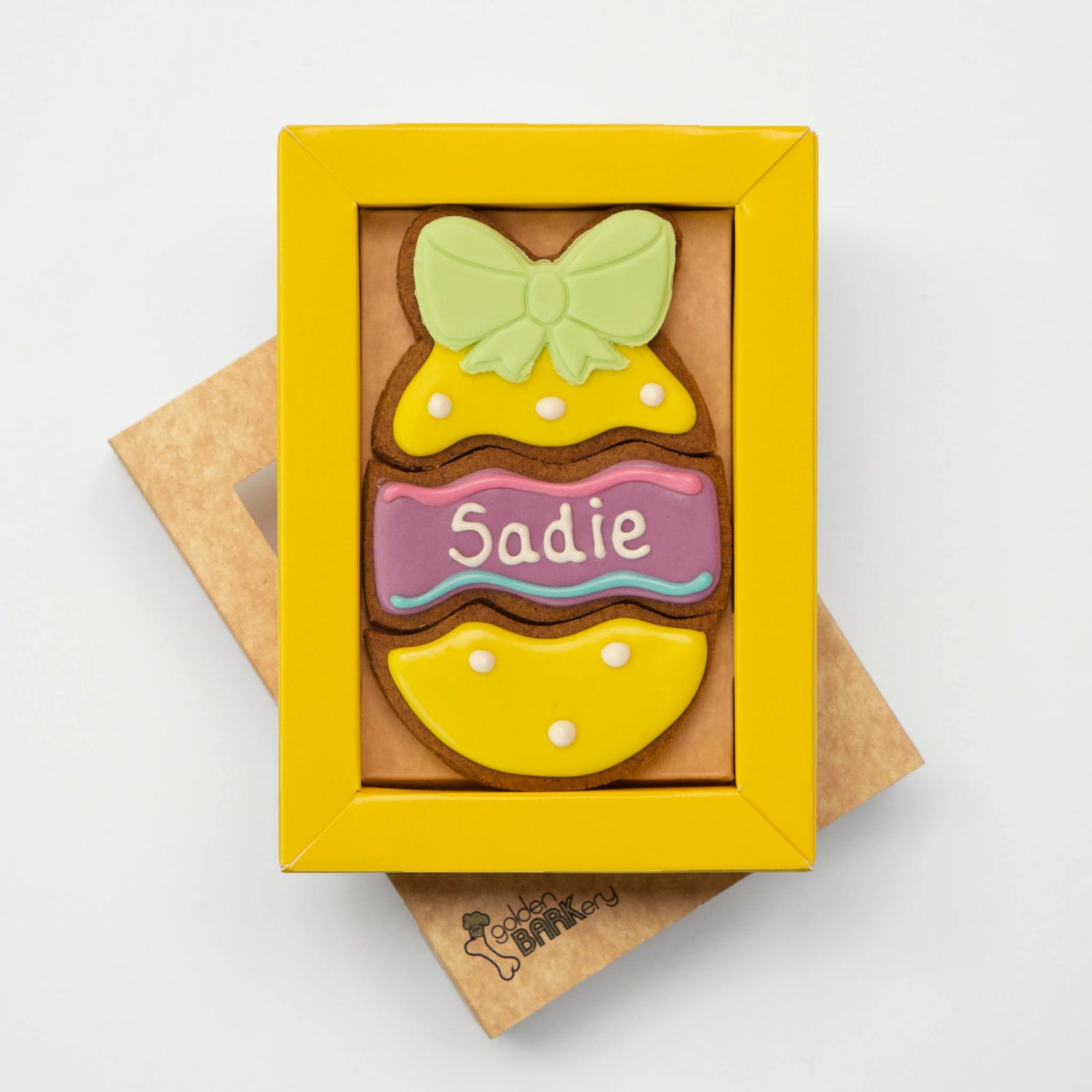 Easter Dog Treats Personalised Easter Egg open angle