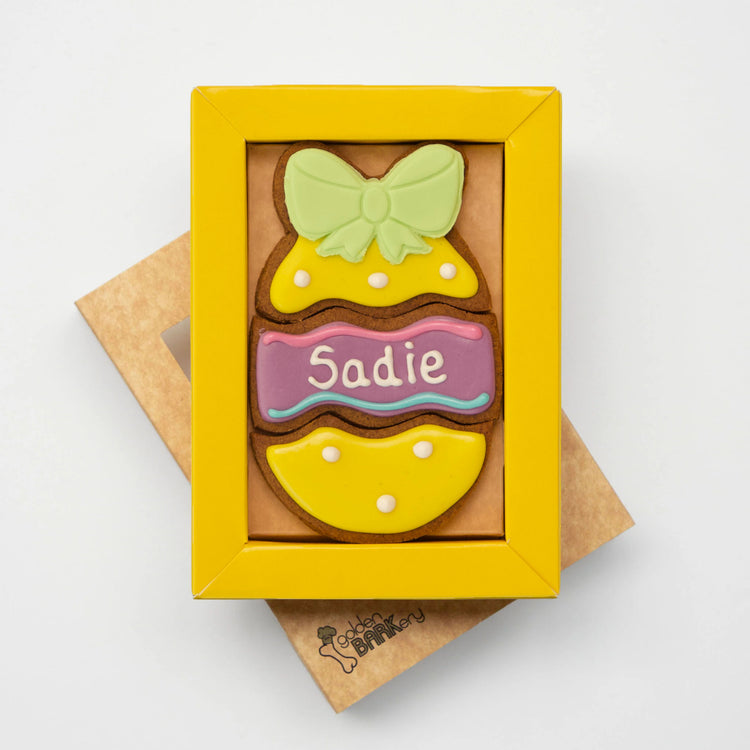 Easter Dog Treats Personalised Easter Egg open angle