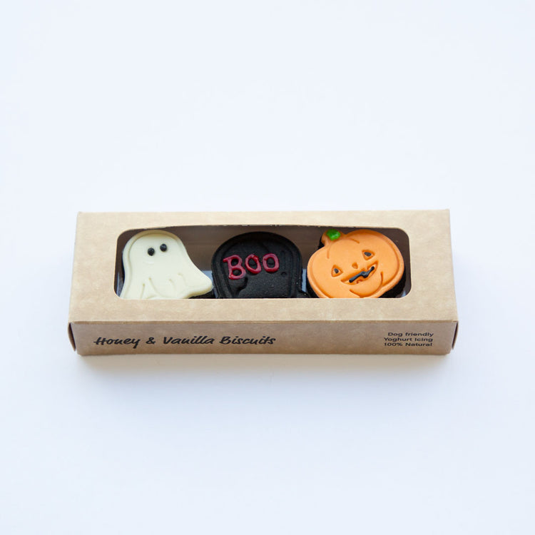 Halloween Dog Cookies - Pumpkin, Boo & Ghost Front