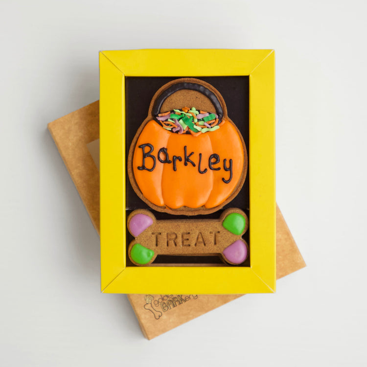 Halloween Dog Treats - Personalised Trick or Treat Cauldron Angle