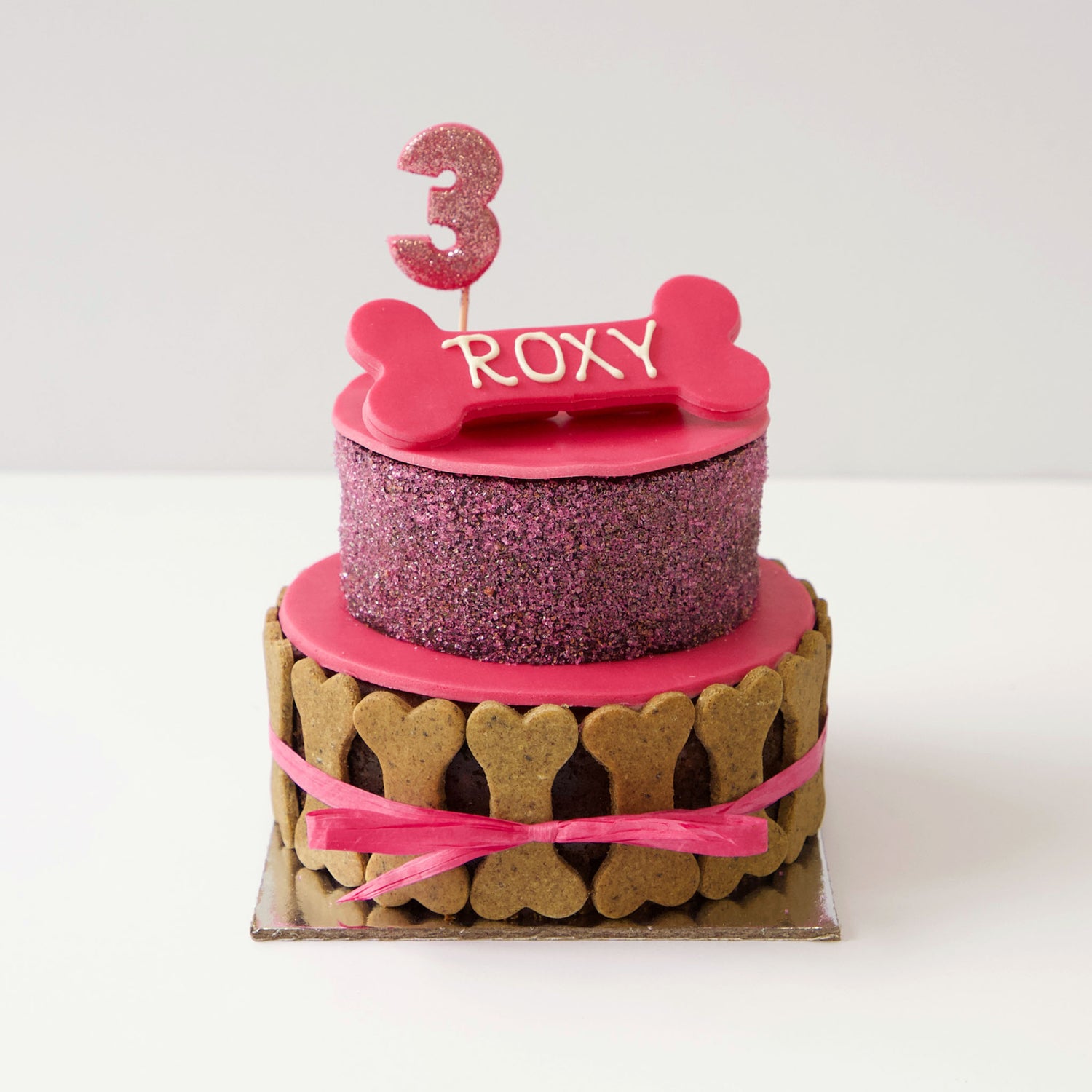 Dog Birthday Cake 2 Tier Dream Pink