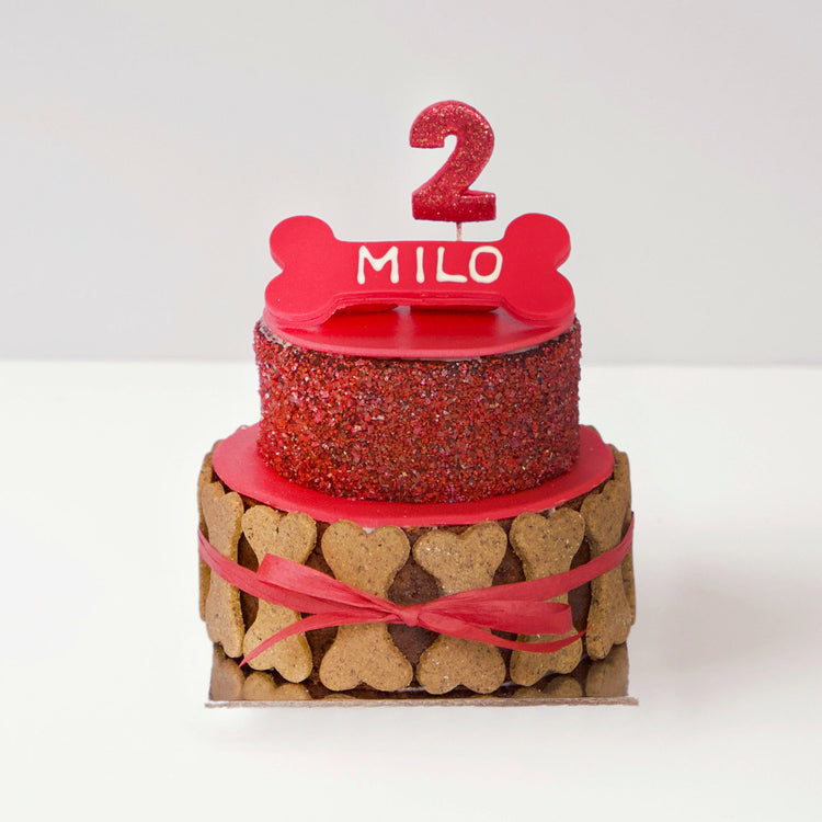 Dog Birthday Cake 2 Tier Dream Red