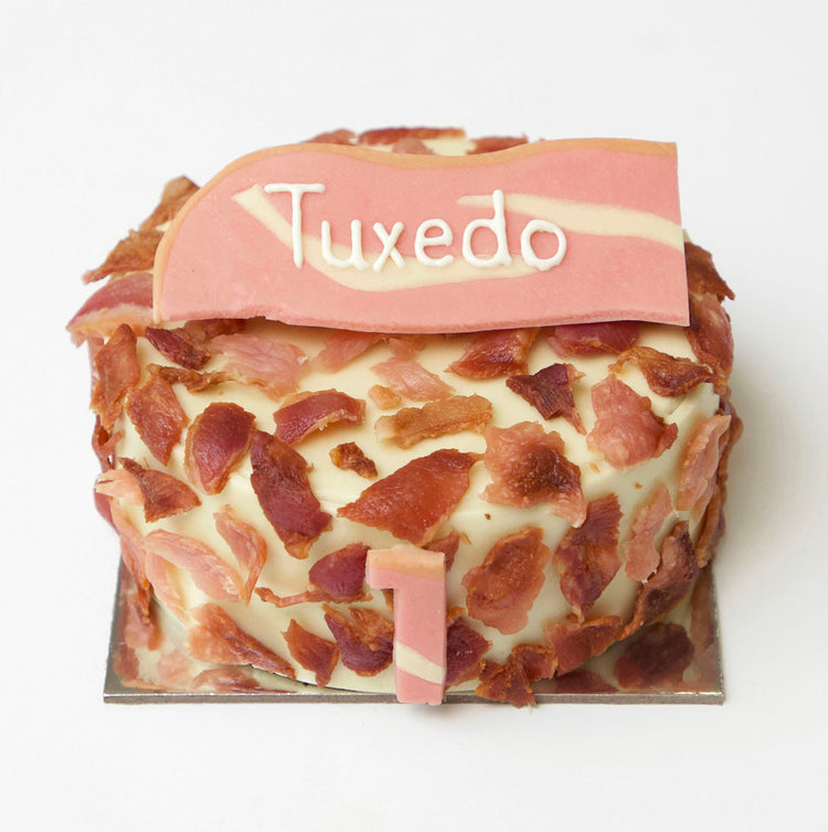 Dog Birthday Cake Bacon Front Angle
