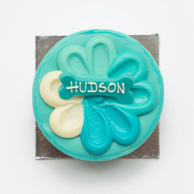 Dog Birthday Cake Blossom Blue Overhead