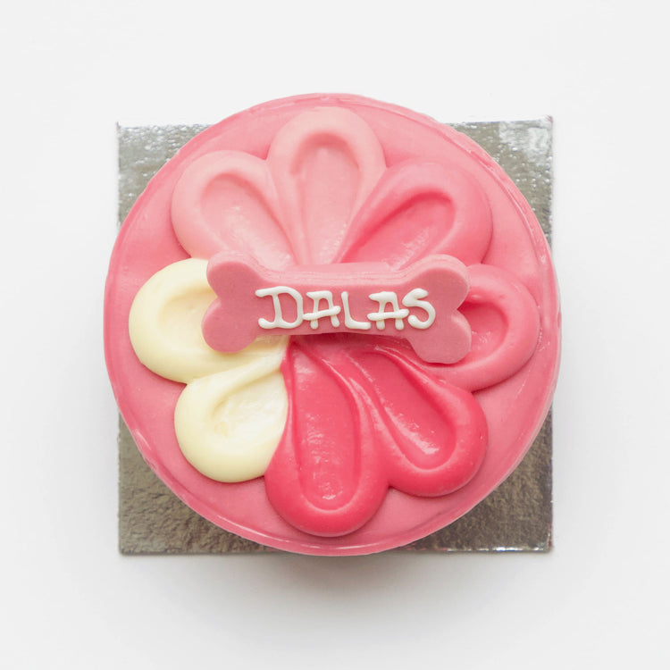 Dog Birthday Cake Blossom Pink Overhead