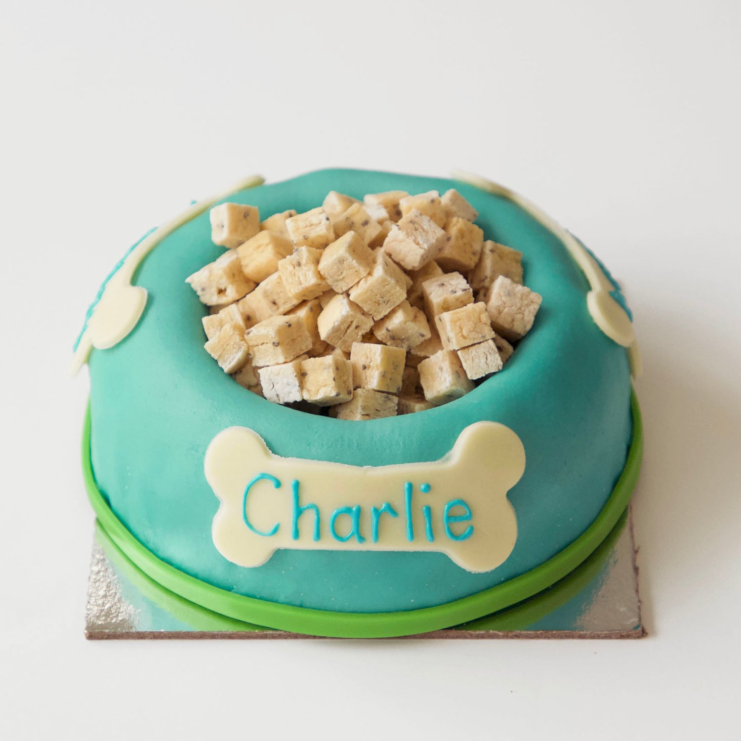 Dog Birthday Cake Bowl With Dog Treats Chicken Chia Blue