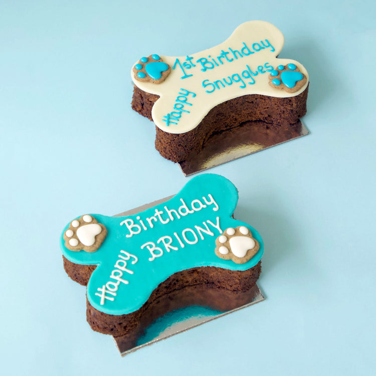 Dog Birthday Cake Dog Bone Blue & White Multi Angle