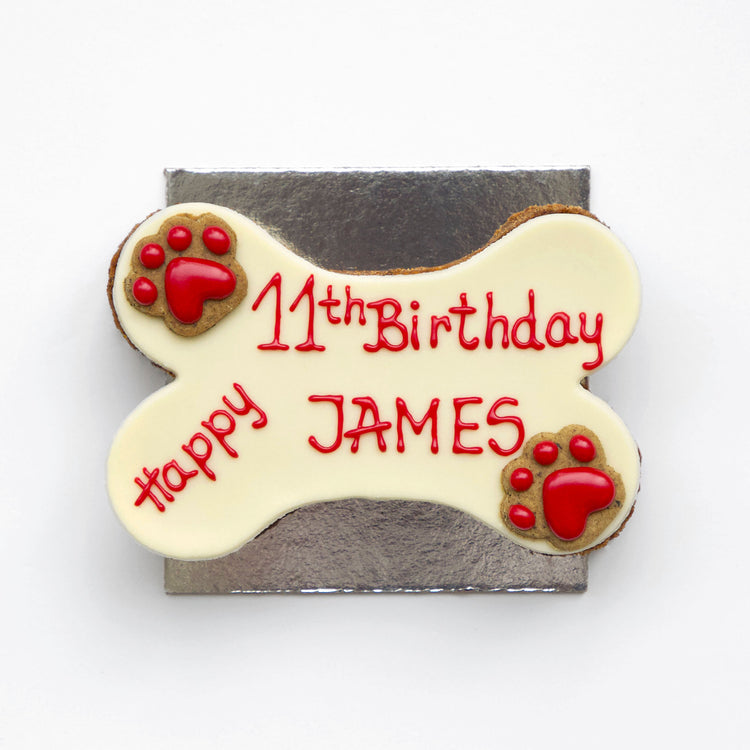 Dog Birthday Cake Dog Bone White Red Writing