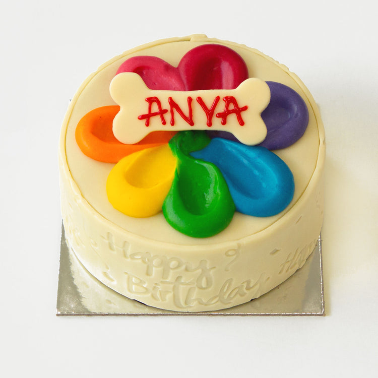 Dog Birthday Cake Rainbow White Background