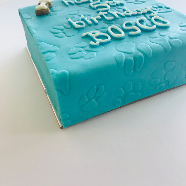 Dog Birthday Cake Simply Pawsome Blue Angle