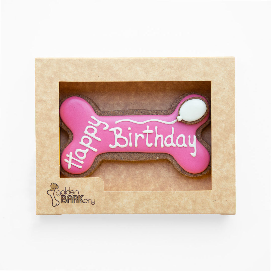 Dog Biscuits Happy Birthday Dog Bone Pink White In Pack