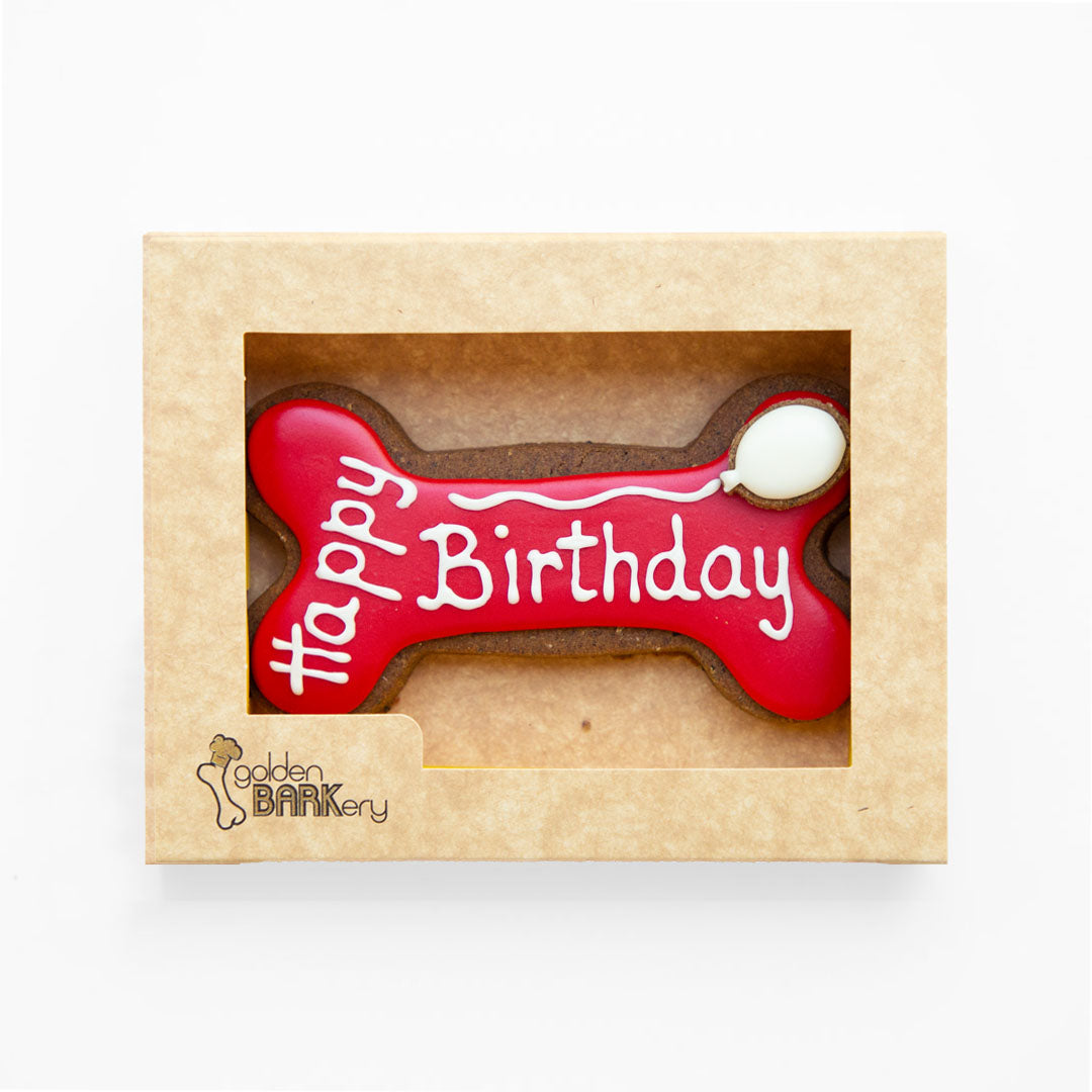 Dog Biscuits Happy Birthday Dog Bone Red White In Pack