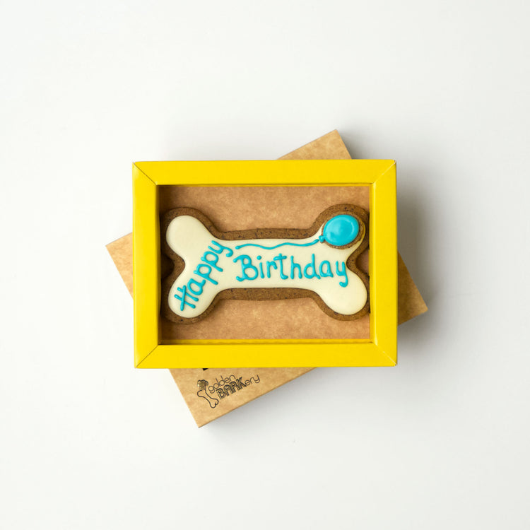 Dog Biscuits Happy Birthday Dog Bone White Blue In Tray