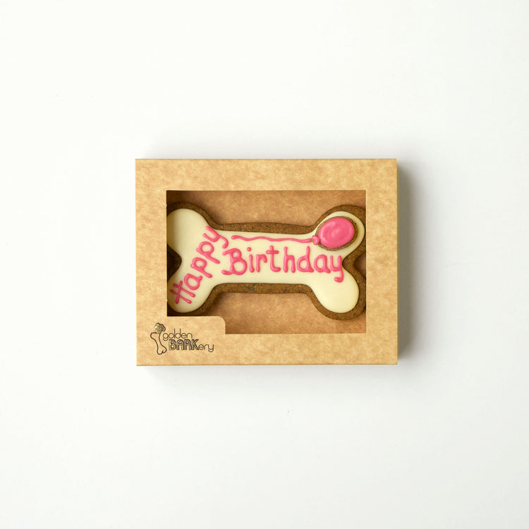 Dog Biscuits Happy Birthday Dog Bone White Pink In Pack