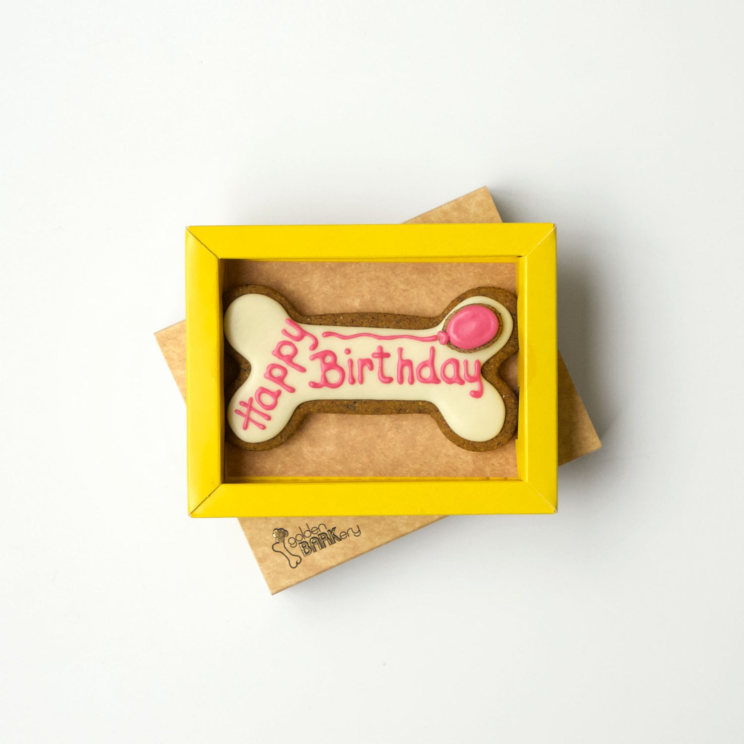 Dog Biscuits Happy Birthday Dog Bone White Pink In Tray