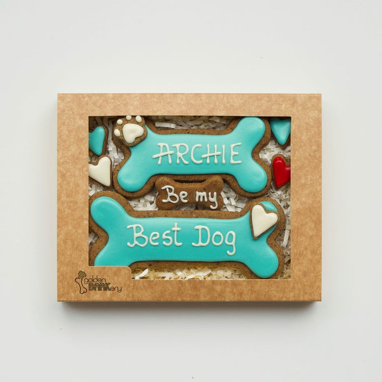 Dog Treats Personalised Be My Best Dog Bone Blue