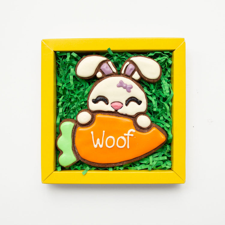 Easter Dog Treats Woof Dog Gift Bunny Carrot Open