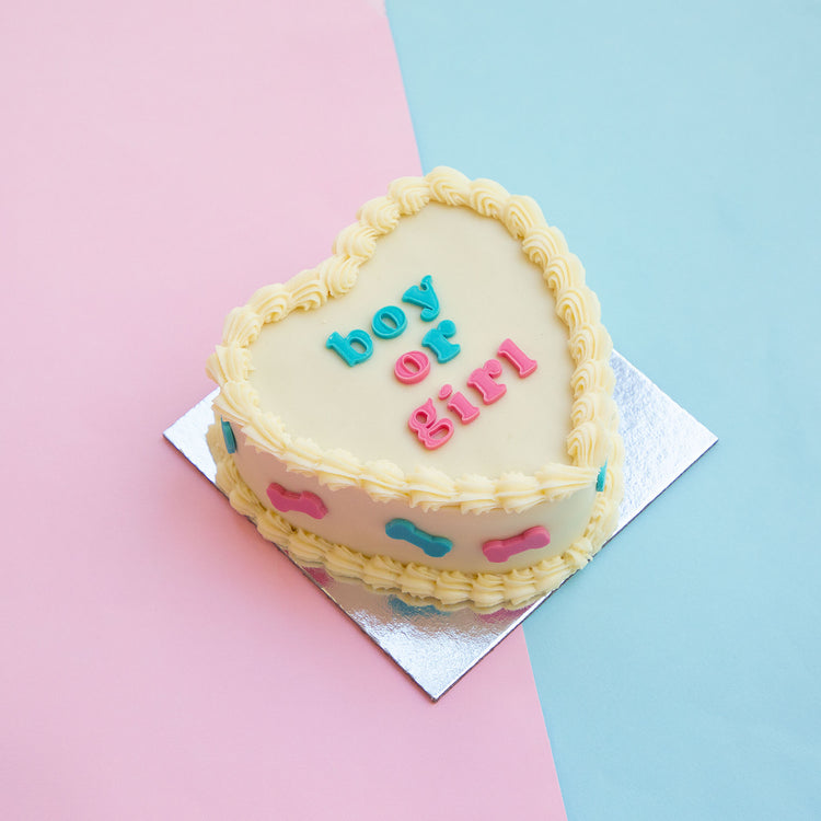 Gender Reveal Dog Cake on Angle